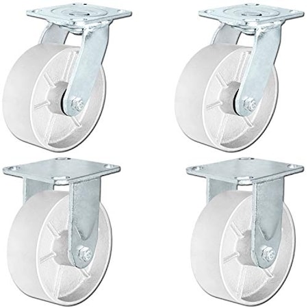 Casterhq 6"x2" Semi-Steel Wheel Casters, Casters 2 Swivel and 2 Fix, PK4 HD-6X2SS-2S2F